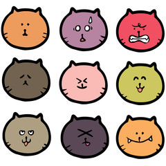 vector set of cat face