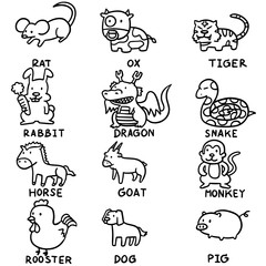 vector set of chinese zodiac