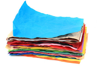 crumpled color papers