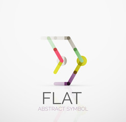 Logo - abstract minimalistic linear flat design. Business hi-tech geometric symbol, multicolored segments lines