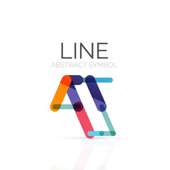 Linear abstract logo, connected multicolored segments of lines geometrical figure