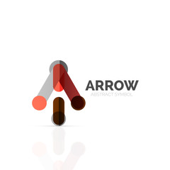 Linear arrow abstract logo, connected multicolored segments of lines in directional pointer figure