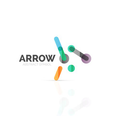 Linear arrow abstract logo, connected multicolored segments of lines in directional pointer figure