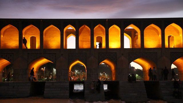 Old Khajoo bridge, across the Zayandeh River in Isfahan, Iran.