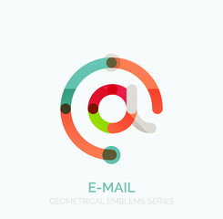 Vector email business symbol, or at sign logo. Linear minimalistic flat icon design