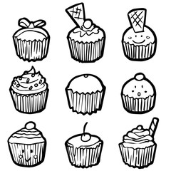 vector set of cupcakes