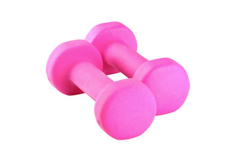 pink glossy dumbbells