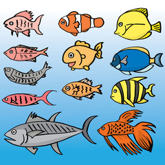Fototapeta premium vector set of fish