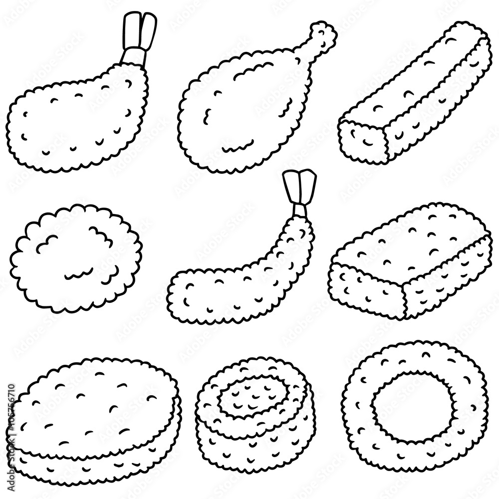 Wall mural vector set of fried food