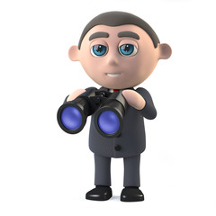 3d Businessman with binoculars