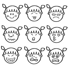 Vector set of Girls Face