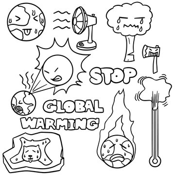 vector set of global warming