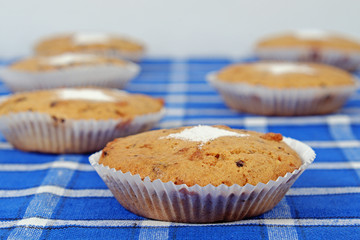 Homemade muffins with raisins and nuts