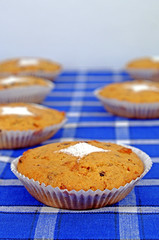 Homemade muffins with raisins and nuts