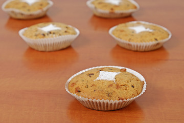 Homemade muffins with raisins and nuts