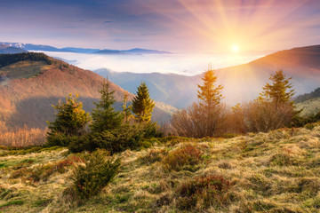 Landscape sunrise in the mountains.