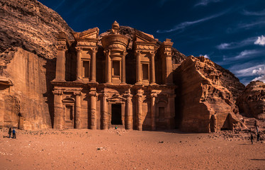 The Monastery Ad Deir ( El Deir)  monumental building carved out of rock in the ancient Jordanian...