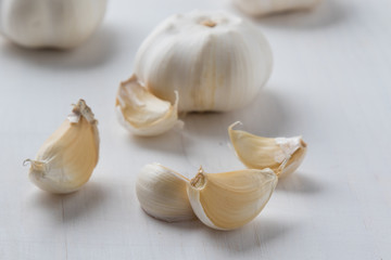 garlic on white table