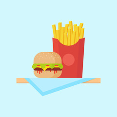 Burger and fries vector