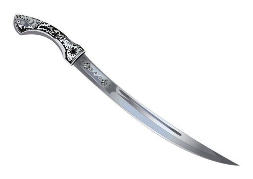 Sword, scimitar, vector illustration. Isolated on white.