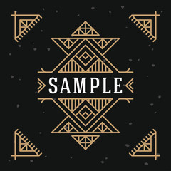 Line Art Decorative Geometric Vector Frame. Vector Illustration. Vector Design Element. Vintage Decoration. Golden and Black