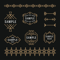 Set of Line Art Decorative Geometric Vector Frames and Borders. Vector Illustration. Vector Design Elements. Vintage Decoration