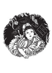 Alice is  looking out of rabbit's hole