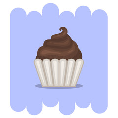 Cartoon Muffin.Cartoon Chocolate muffin icon .Chocolate cupcake vector.Chocolate muffin isolated on  background with shadow.Chocolate cupcake dessert. Vector Chocolate sweet.Chocolate food.