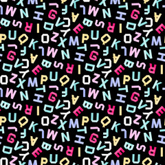 Vector Alphabet pattern.Paper ribbon alphabet pattern.Vector Alphabet seamless .Vector Alphabet flat style.Vector  Color bright Alphabet.Vector font pattern isolated on background.Vector Type.