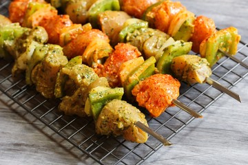 Chicken Ticka Kebab on skewers