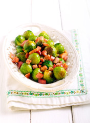 Roasted Brussels sprouts and bacon