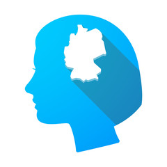 Long shadow female head with  a map of Germany
