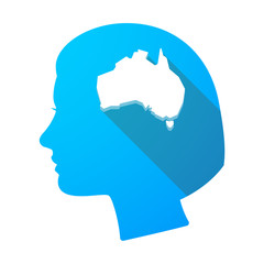 Long shadow female head with  a map of Australia
