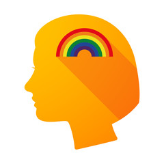 Long shadow female head with a rainbow