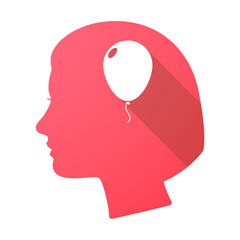Long shadow female head with a balloon