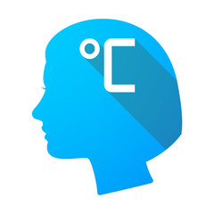 Long shadow female head with  a celsius degree sign