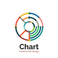 Thin line chart logo design. Graph icon modern colorful flat style