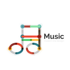 Music note logo, flat thin line geometric design