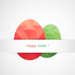 Modern flat design with origami red and green egg
