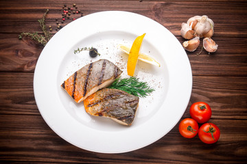 Grilled mackerel fish with vegetables