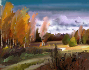Painting. Autumn landscape - 105766749