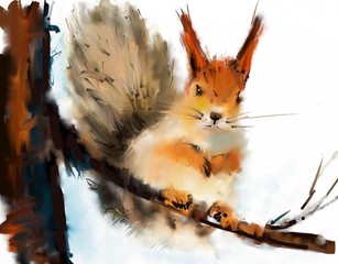 Painting. Red squirrel - 105766768