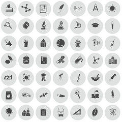 Set of forty nine science and education icons