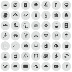 Set of forty nine travel and camping icons