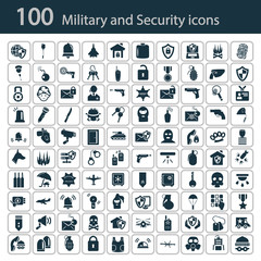 Set of one hundred military and police icons