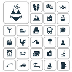 Set of twenty seven travel and camping icons