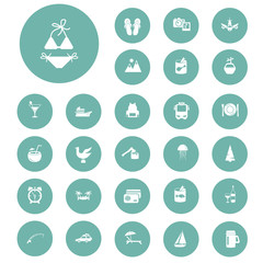 Set of twenty seven travel and camping icons