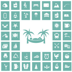 Fototapeta na wymiar Set of forty travel and camping icons