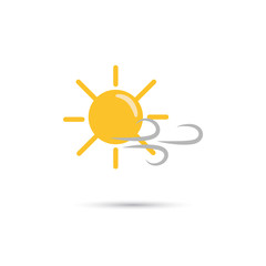 Illustration of sunny weather with wind icon