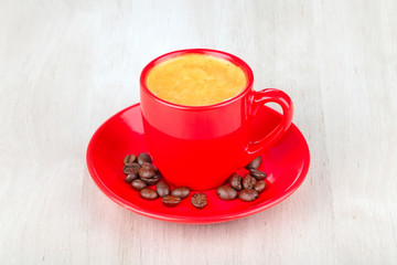 coffee cup and coffee beans